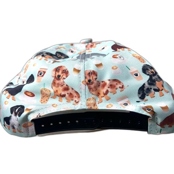 New Dachshund and Coffee pattern flat brim adjustable SnapBack hat cap petlover - Picture 4 of 10